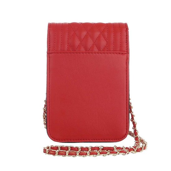 Trendy zeer klein rood schoudertasje.