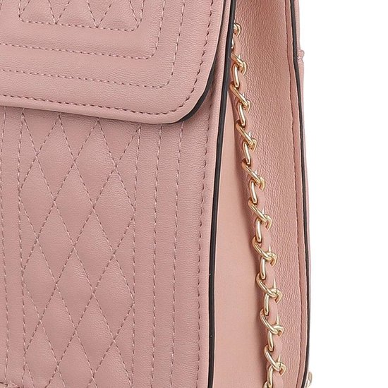 Trendy zeer klein rose schoudertasje.