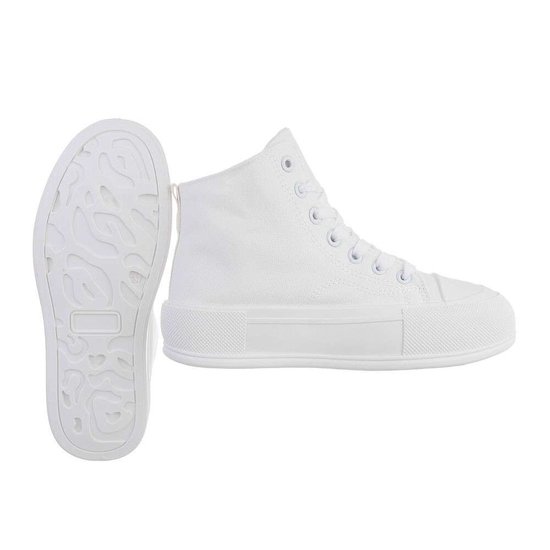 Witte hoge textiel sneaker Mariana.