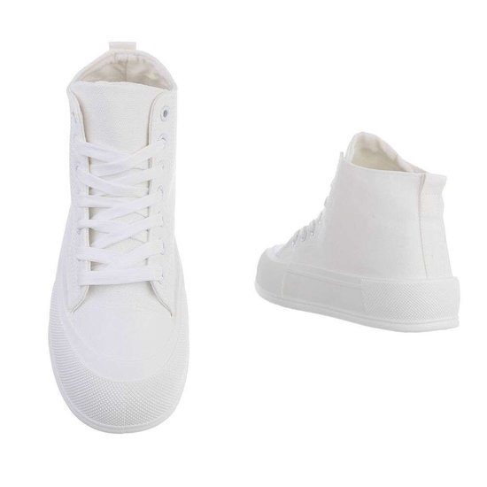 Witte hoge textiel sneaker Mariana.