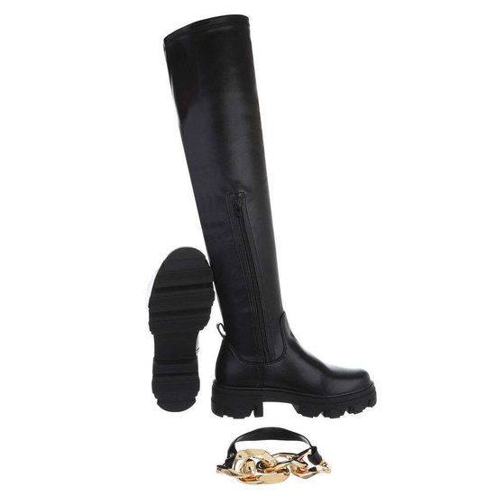 Trendy zwarte hoge overknee laars Santina.