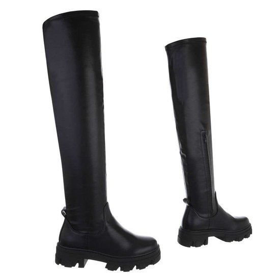 Trendy zwarte hoge overknee laars Santina.