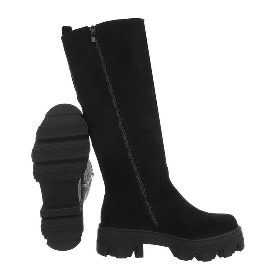 Trendy zwarte hoge suede laars Alondra.