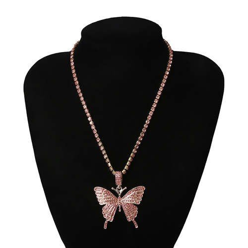 Trendy halsketting met vlinder. 3 kleuren.
