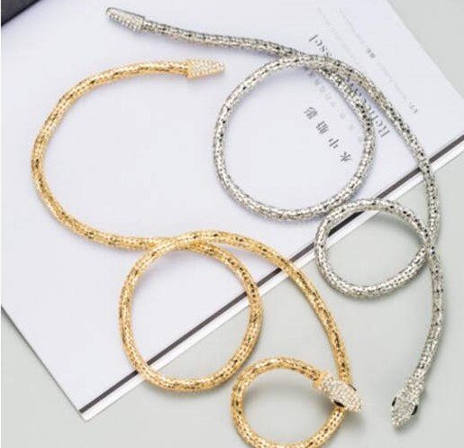 Zilveren halsketting in slangenvorm design.