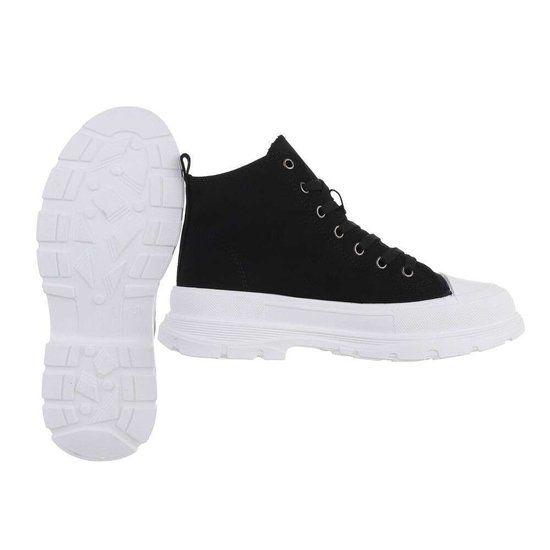 Hoge zwarte textiel sneaker Savana.