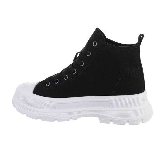 Hoge zwarte textiel sneaker Savana.
