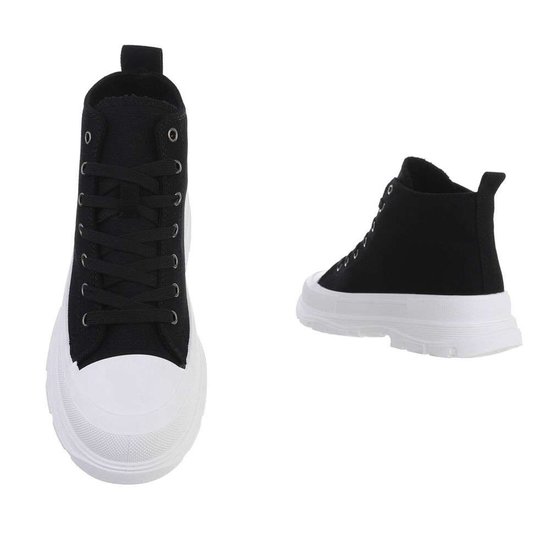 Hoge zwarte textiel sneaker Savana.