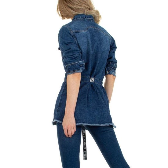 Midi jas in denim-jeans