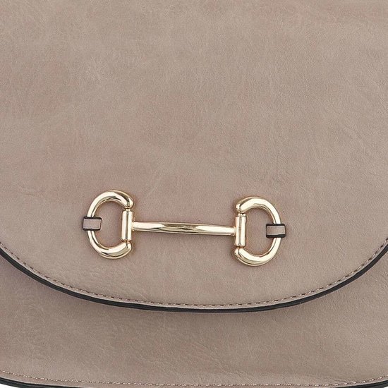 Casual kleine taupe schoudertas.