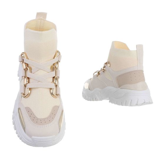 Trendy hoge beige sock sneaker Belicia.