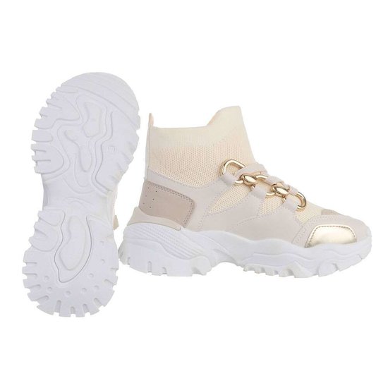 Trendy hoge beige sock sneaker Belicia.