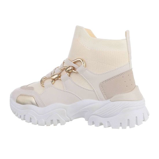 Trendy hoge beige sock sneaker Belicia.