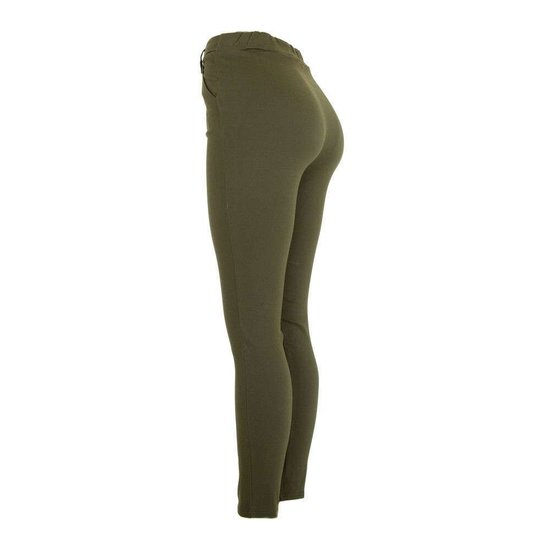 Groene stretch broek met deco.