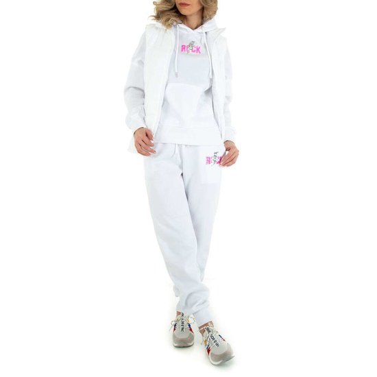 Sportieve 3 delige witte loungewear set.