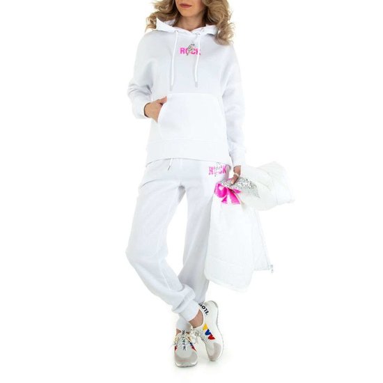 Sportieve 3 delige witte loungewear set.