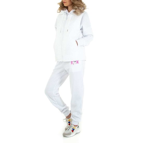 Sportieve 3 delige witte loungewear set.