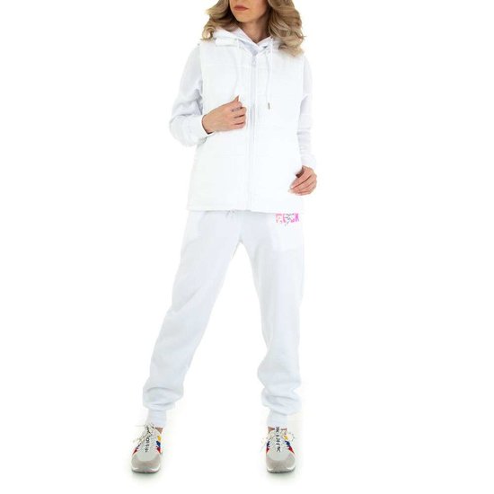 Sportieve 3 delige witte loungewear set.