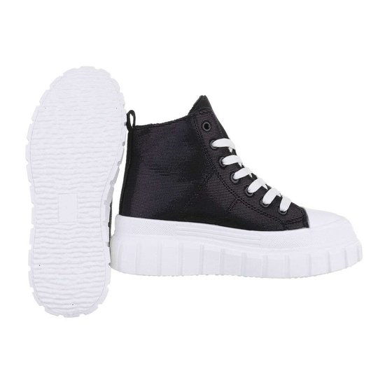 Zwarte hoge textiel shiny sneaker Ulla.