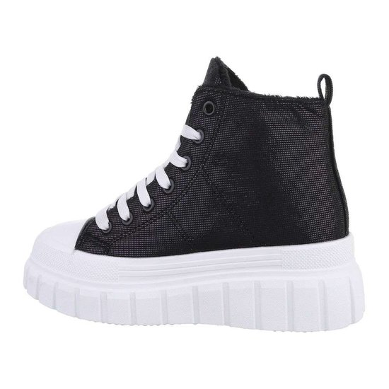 Zwarte hoge textiel shiny sneaker Ulla.