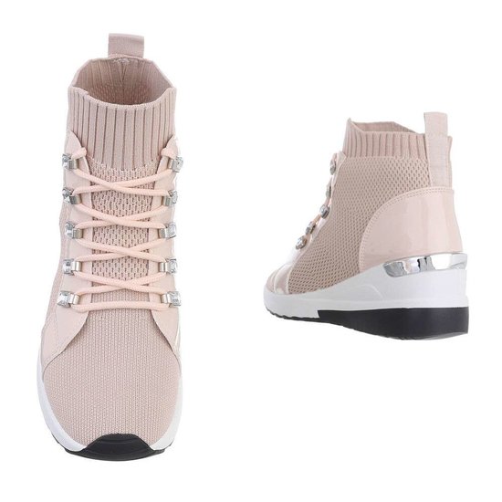 Trendy hoge beige sock sneaker Dedi