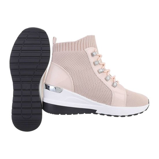 Trendy hoge beige sock sneaker Dedi
