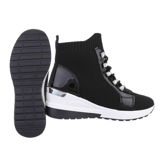Trendy hoge zwarte sock sneaker Dedi