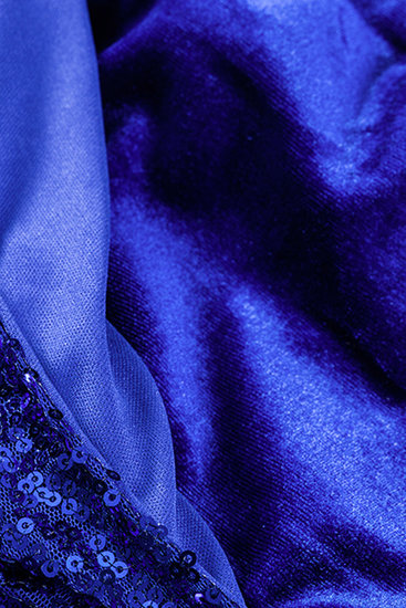 Blauwe elegante mixed midi jurk.