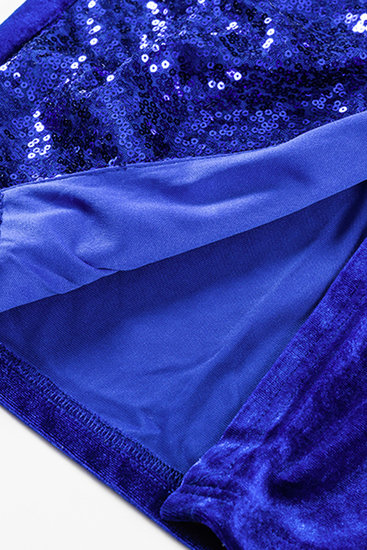 Blauwe elegante mixed midi jurk.
