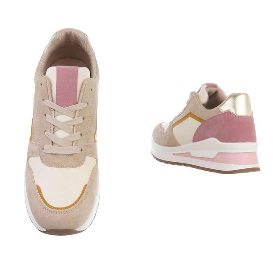 Beige-rose lage sneaker Brendy.