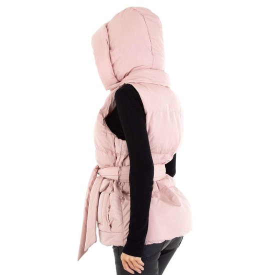 Stylische korte rose gewatteerde bodywarmer.