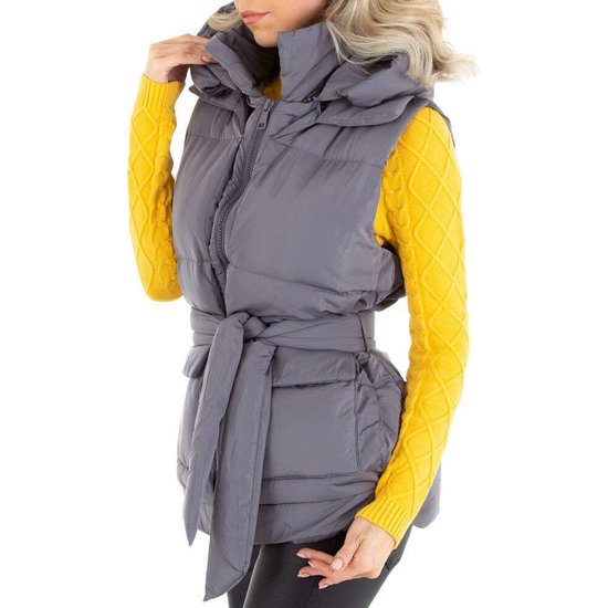 Stylische korte grijze gewatteerde bodywarmer.