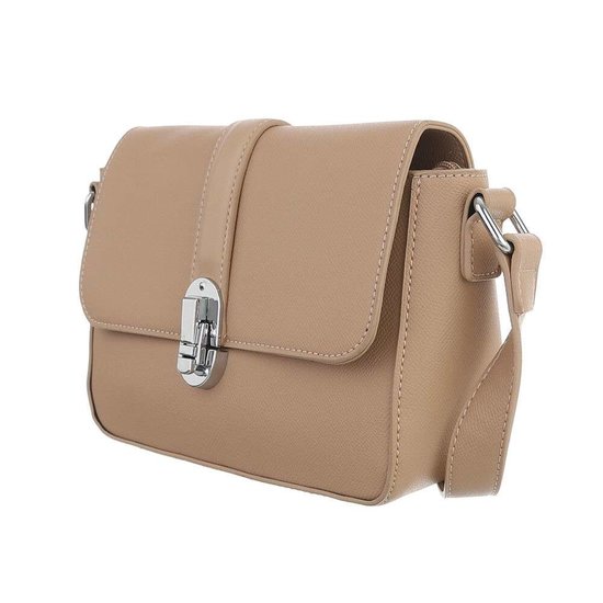 Kleine taupe schoudertas square model.