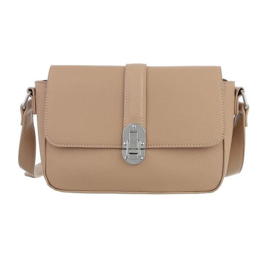 Kleine taupe schoudertas square model.