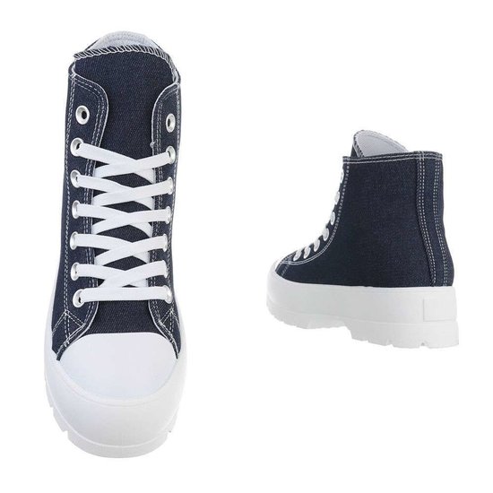 Jeans blauwe hoge textiel sneaker Zaar.