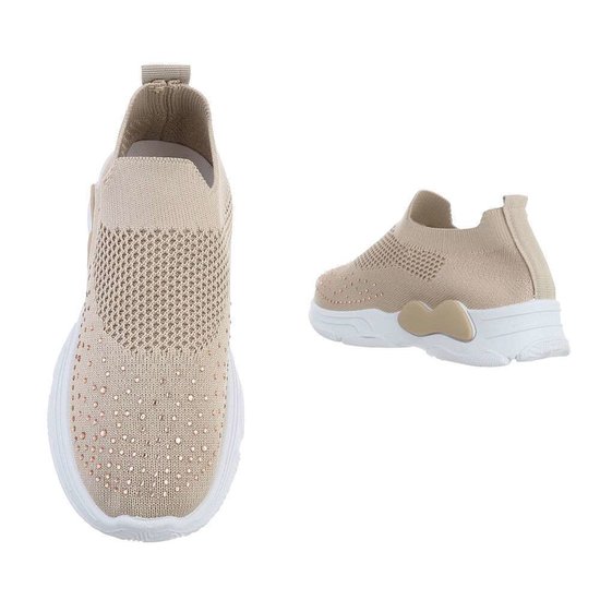 Trendy beige meisjes textiel sneaker Hilde.
