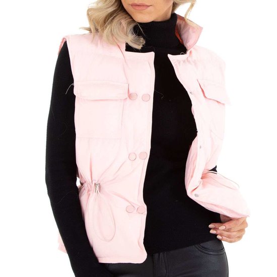 Rose korte gewatteerde bodywarmer.