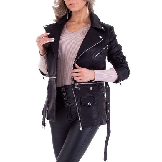 Zwarte leatherlook jacket 2 in one.