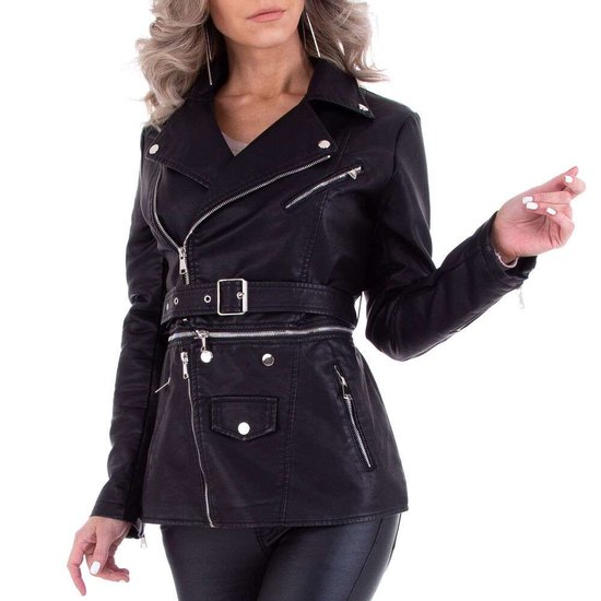 Zwarte leatherlook jacket 2 in one.