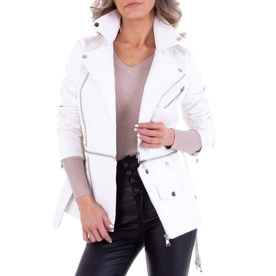 Witte leatherlook jacket 2 in one.