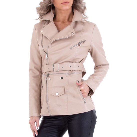 Beige leatherlook jacket 2 in one.