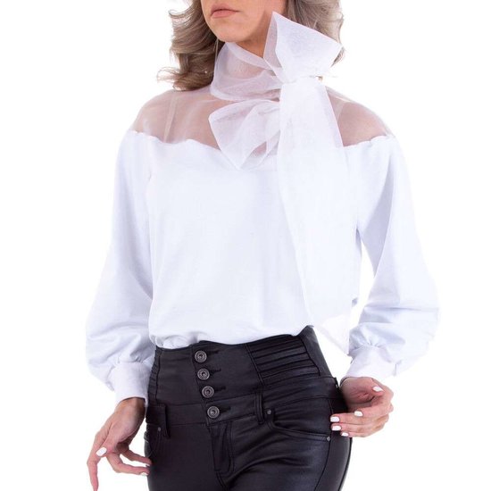 Witte blouse met xl strik