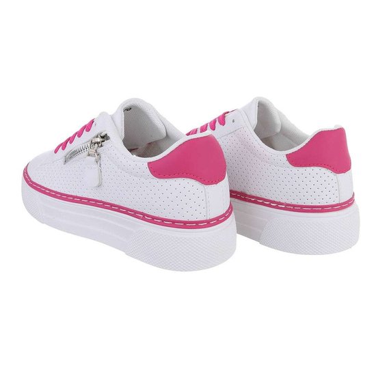 Wit-fuchsia lage sneaker Panna.