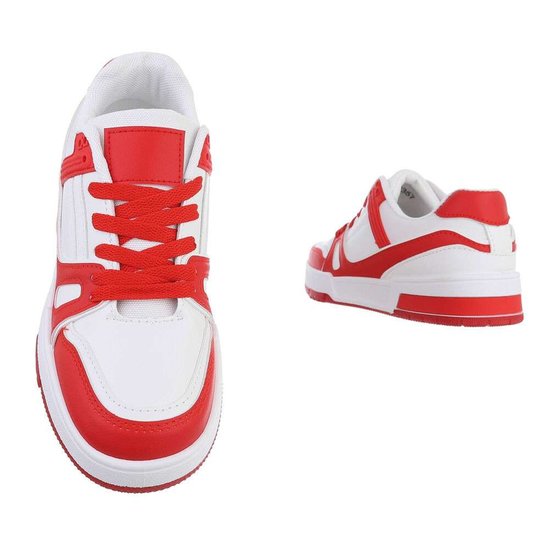 Rood-witte lage sneaker Patou.