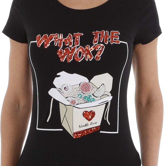 Zwarte T-shirt What The Wok.