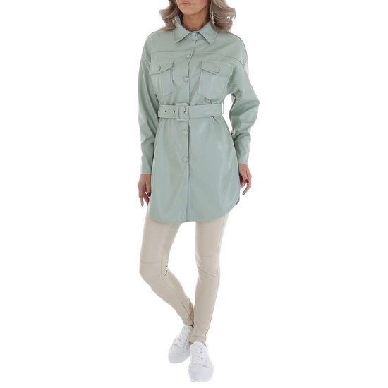 Trendy korte groene leatherlook jas
