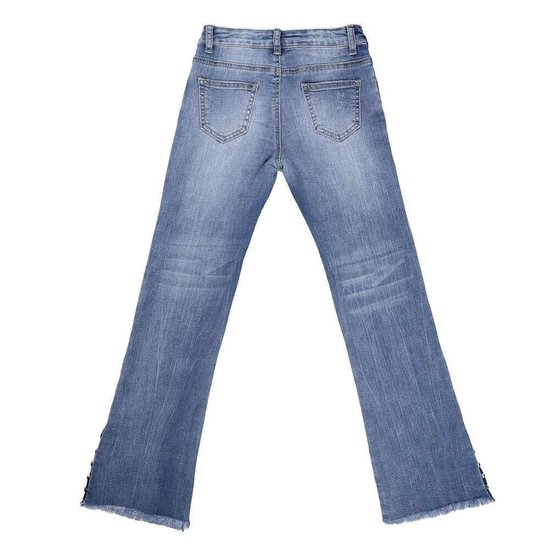 Fashion blauwe meisjes bootcut jeans.