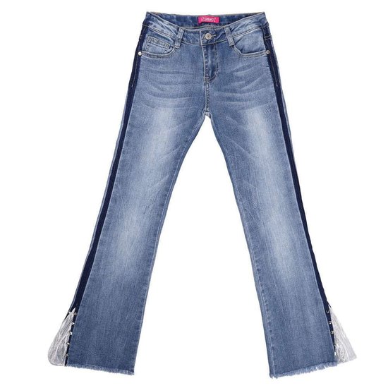 Fashion blauwe meisjes bootcut jeans.