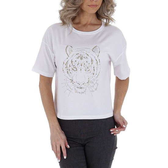 huren Glimp volgens Witte T-shirt met tijgerprint. - Sibelle Fashion