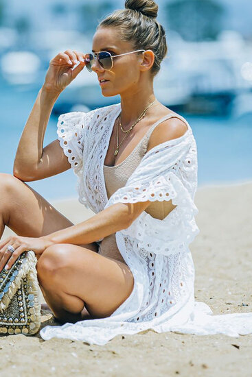 Maxi witte strand cover up.